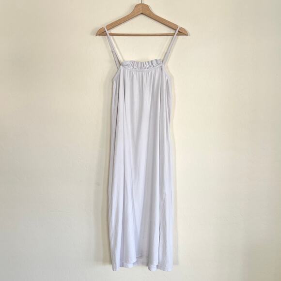 Lake Pajamas Pima Cotton Ruffle White Midi Nightgown Dress Small - Picture 3 of 6